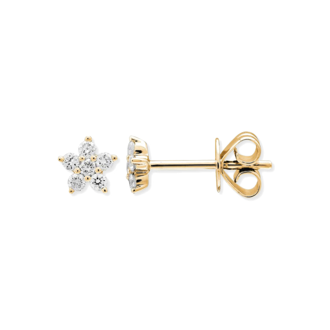 14K Flower Diamond Studs