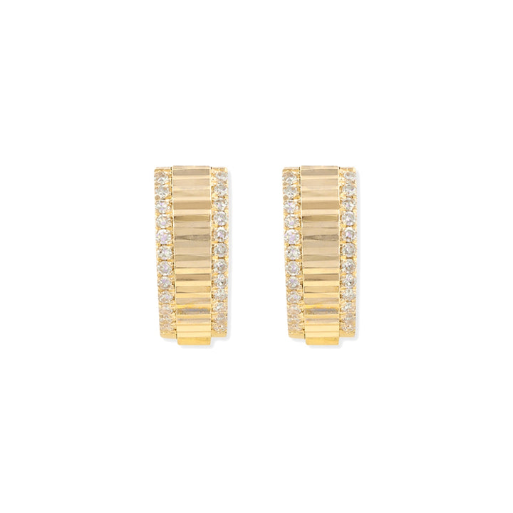 14K Fluted Diamond Huggies-Embark Fine Jewelry