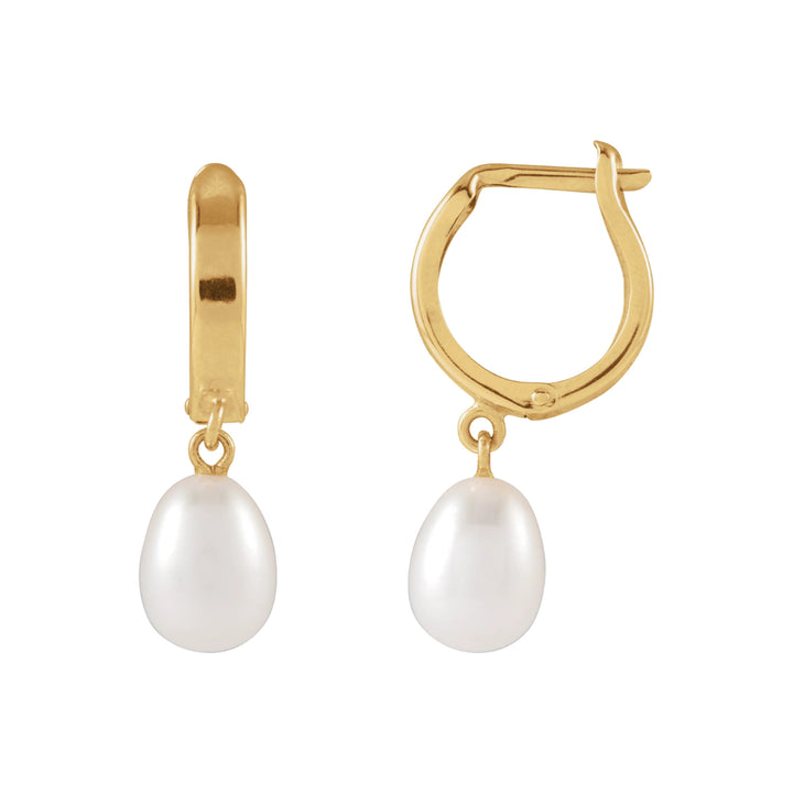 14K Freshwater Pearl Drop Hoops-Embark Fine Jewelry