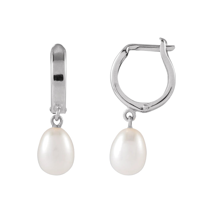 14K Freshwater Pearl Drop Hoops-Embark Fine Jewelry
