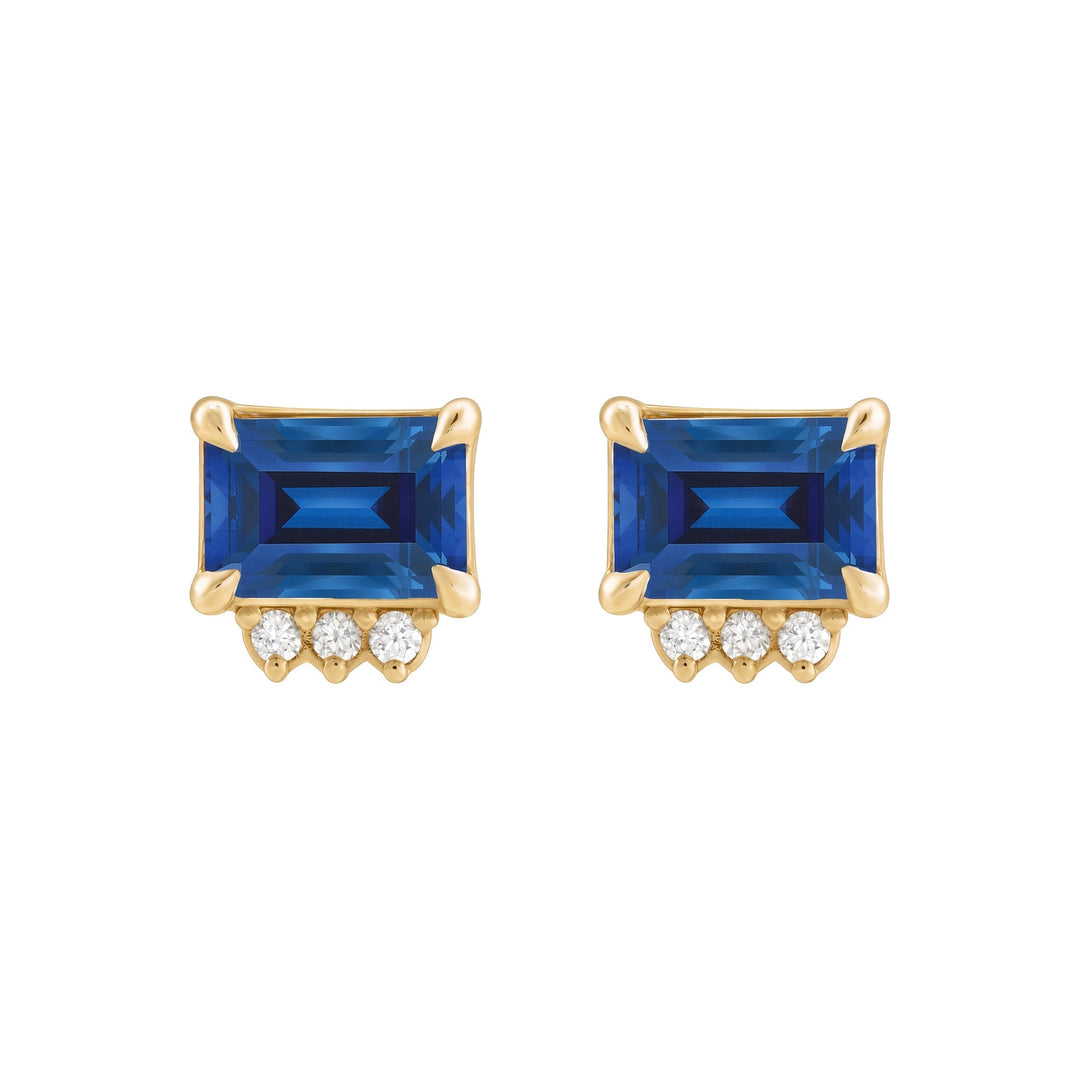 14K Gemstone &amp; .04 CTW Natural Diamond Studs