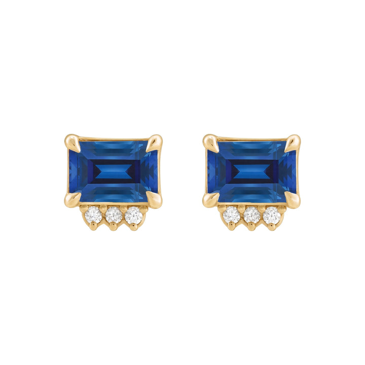 14K Gemstone &amp; .04 CTW Natural Diamond Studs