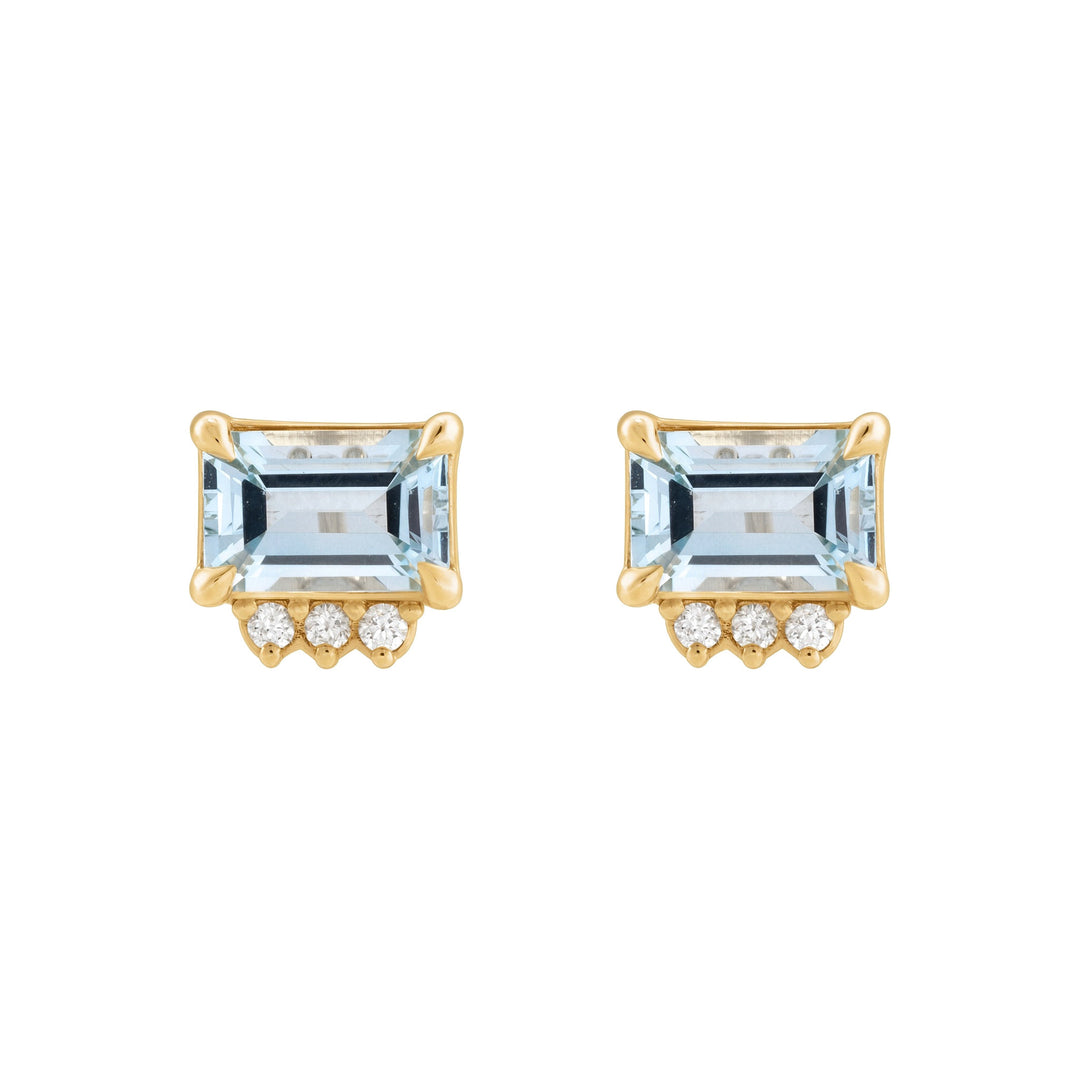 14K Gemstone &amp; .04 CTW Natural Diamond Studs