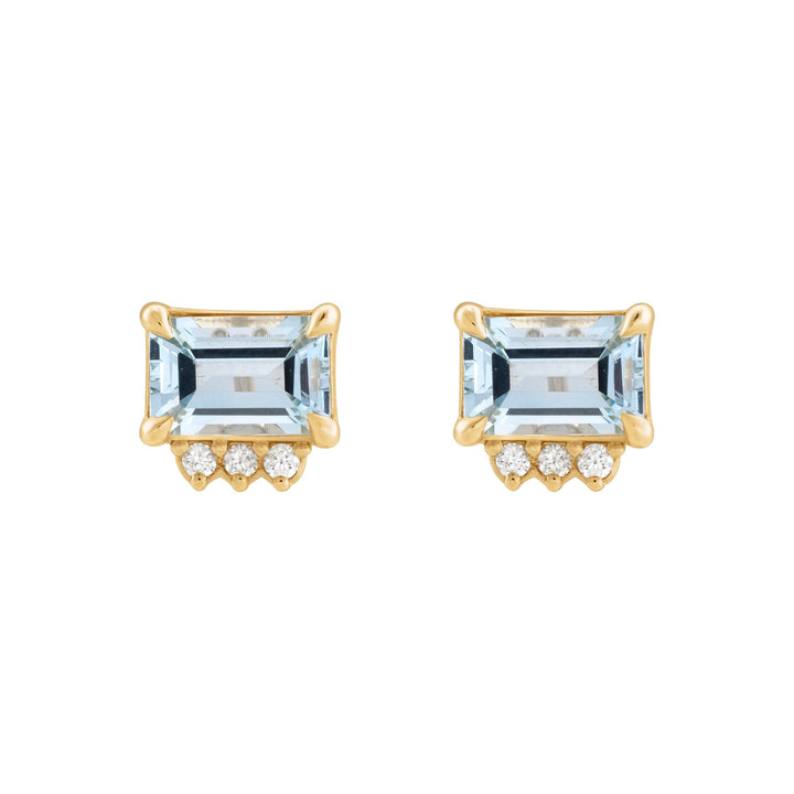14K Gemstone &amp; .04 CTW Natural Diamond Studs