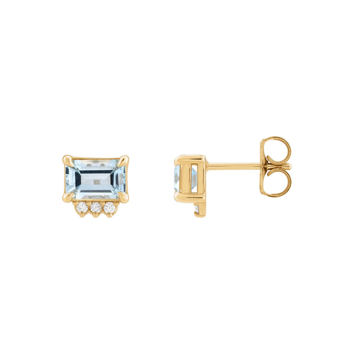 14K Gemstone &amp; .04 CTW Natural Diamond Studs