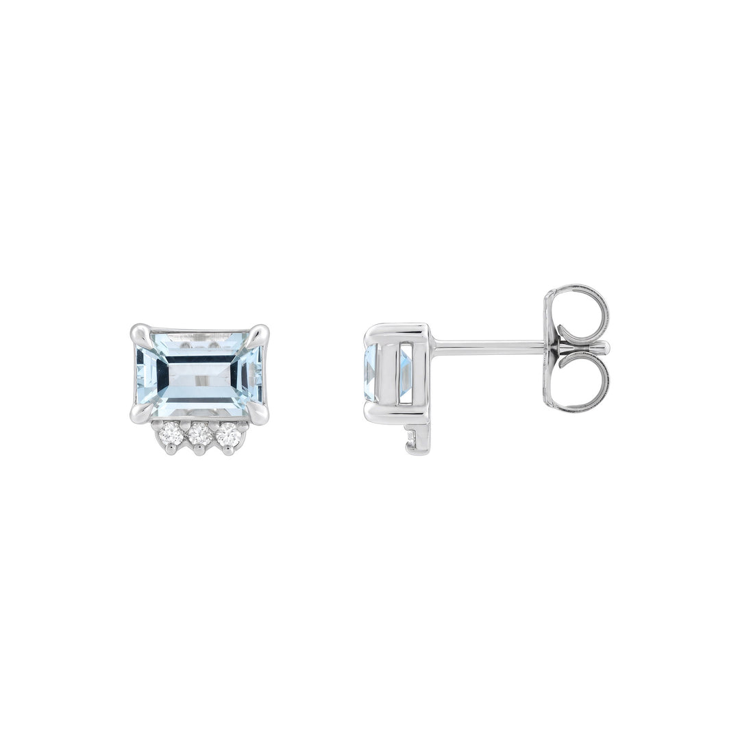 14K Gemstone &amp; .04 CTW Natural Diamond Studs