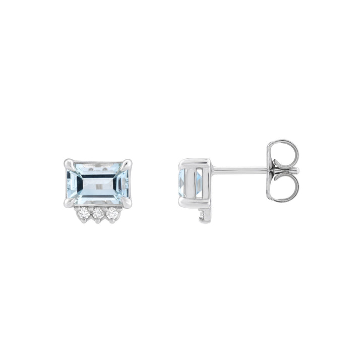 14K Gemstone &amp; .04 CTW Natural Diamond Studs
