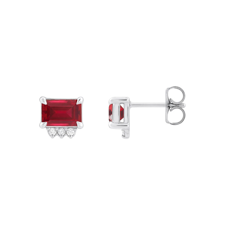14K Gemstone &amp; .04 CTW Natural Diamond Studs