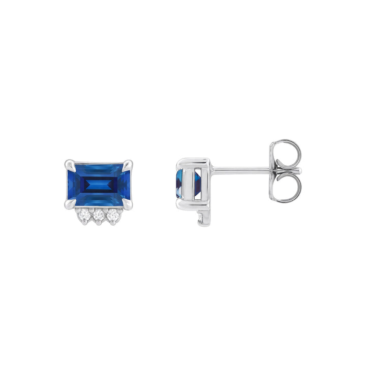 14K Gemstone &amp; .04 CTW Natural Diamond Studs