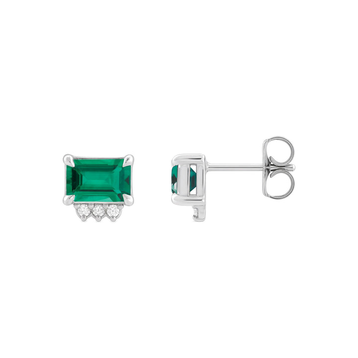 14K Gemstone &amp; .04 CTW Natural Diamond Studs