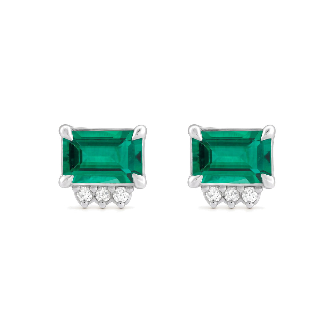 14K Gemstone &amp; .04 CTW Natural Diamond Studs