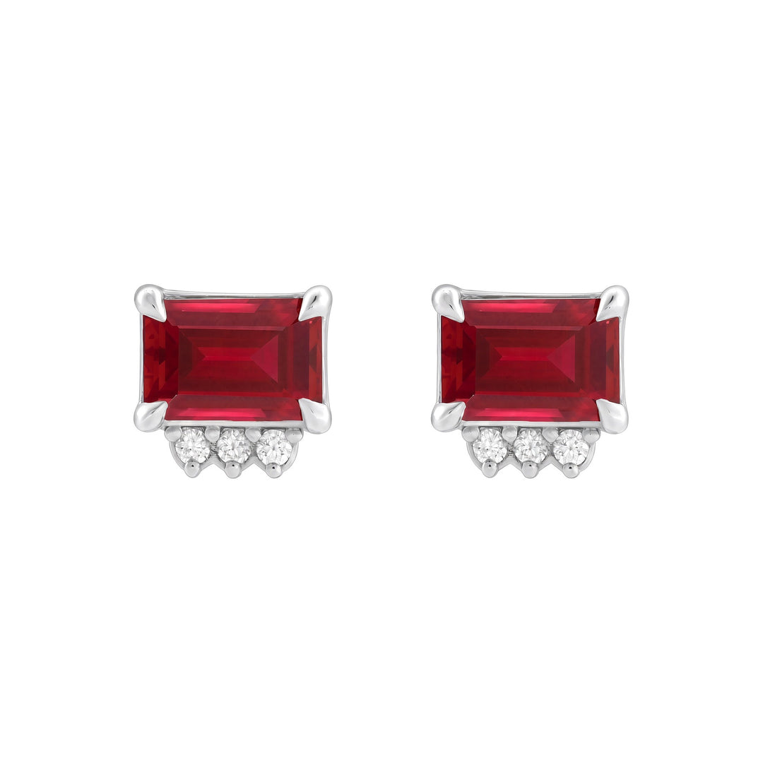 14K Gemstone &amp; .04 CTW Natural Diamond Studs