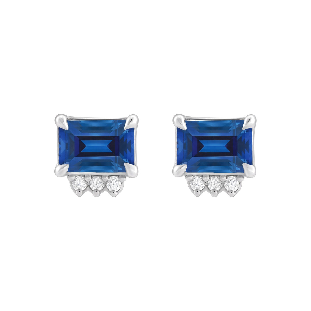 14K Gemstone &amp; .04 CTW Natural Diamond Studs