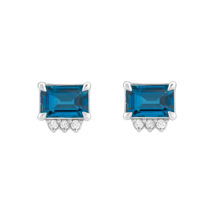 14K Gemstone &amp; .04 CTW Natural Diamond Studs