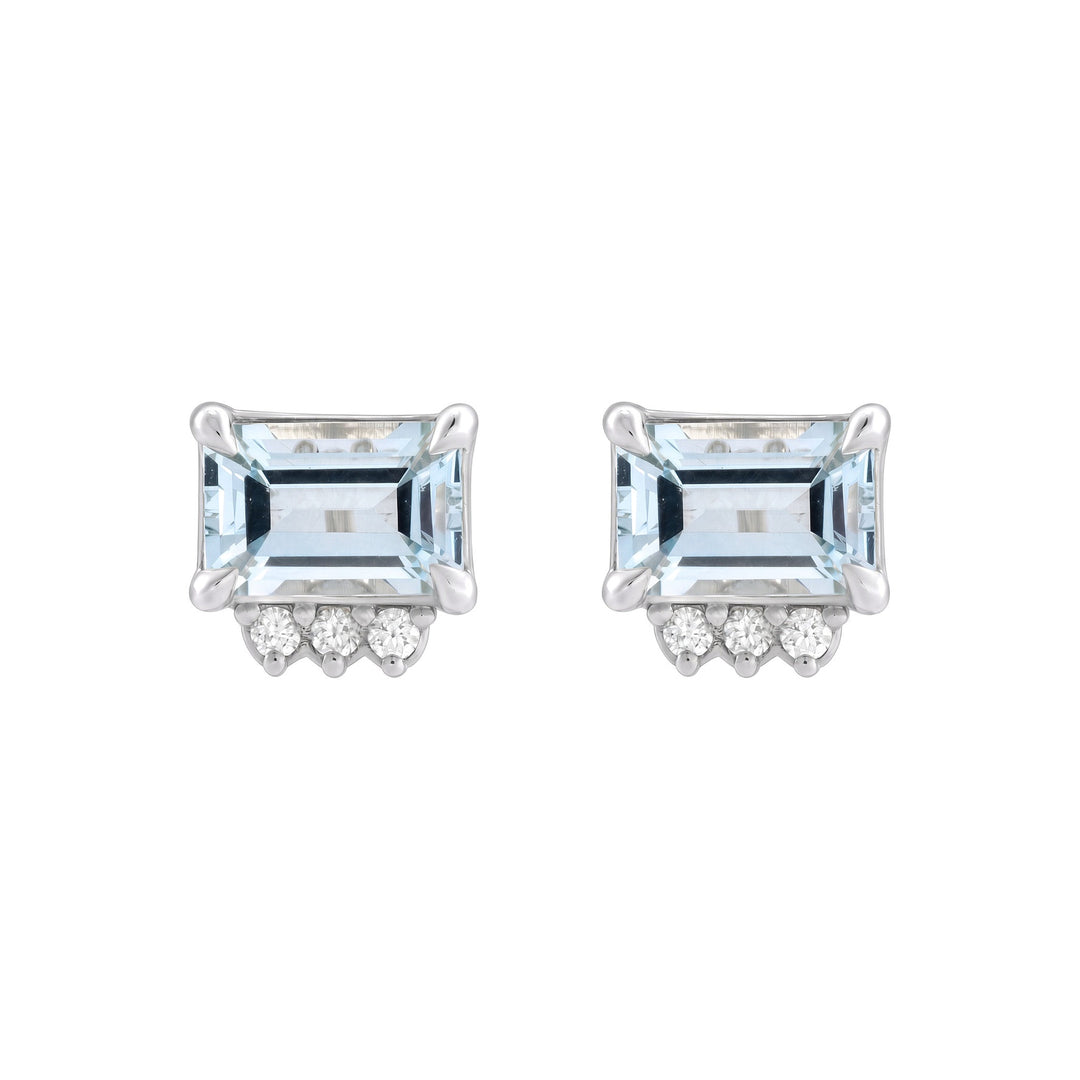 14K Gemstone &amp; .04 CTW Natural Diamond Studs