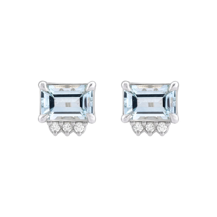 14K Gemstone &amp; .04 CTW Natural Diamond Studs