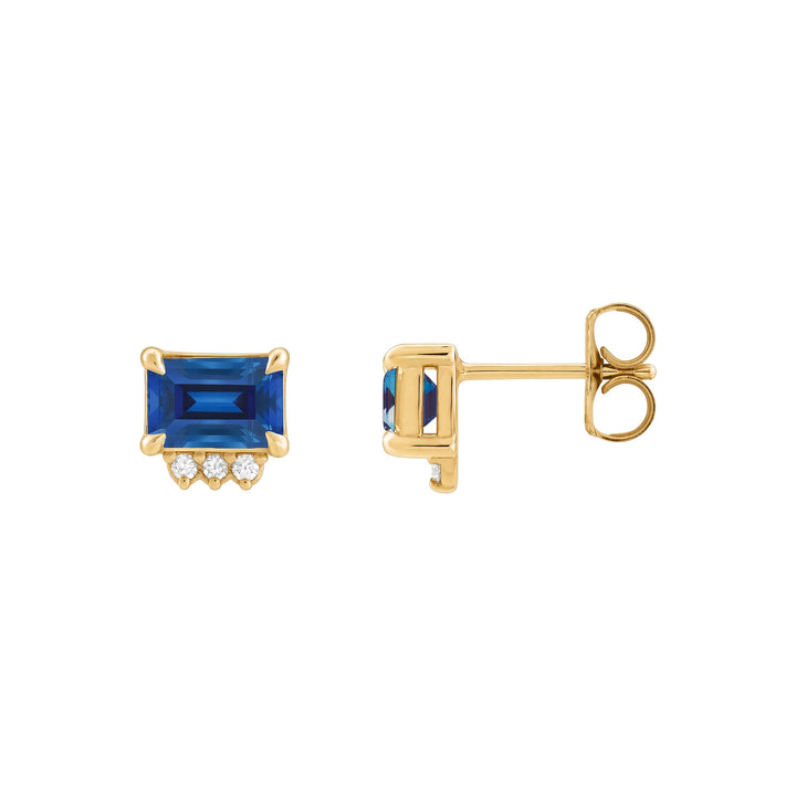 14K Gemstone &amp; .04 CTW Natural Diamond Studs