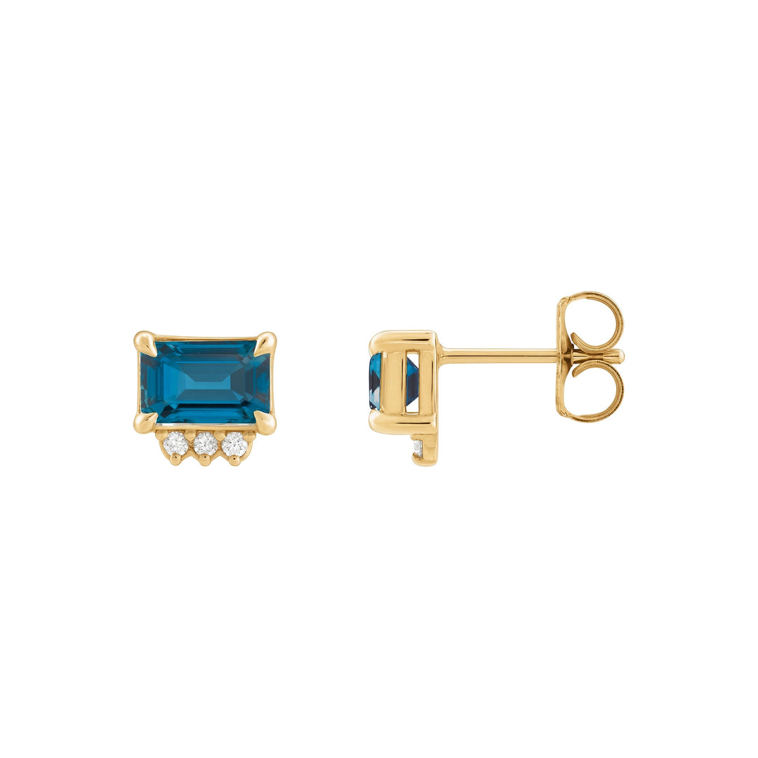 14K Gemstone &amp; .04 CTW Natural Diamond Studs