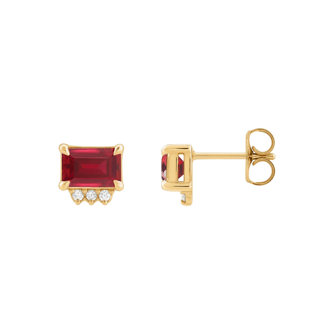 14K Gemstone &amp; .04 CTW Natural Diamond Studs
