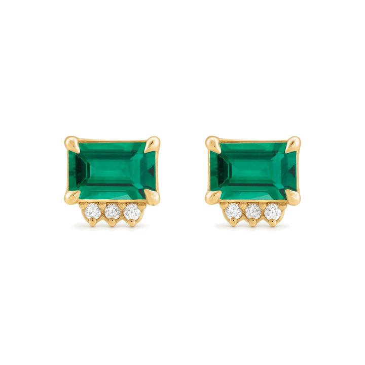 14K Gemstone &amp; .04 CTW Natural Diamond Studs