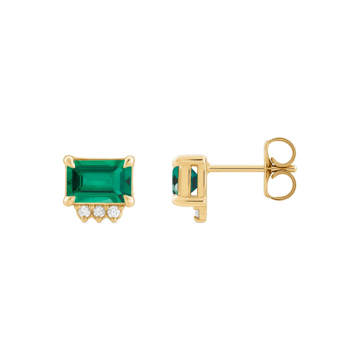 14K Gemstone &amp; .04 CTW Natural Diamond Studs