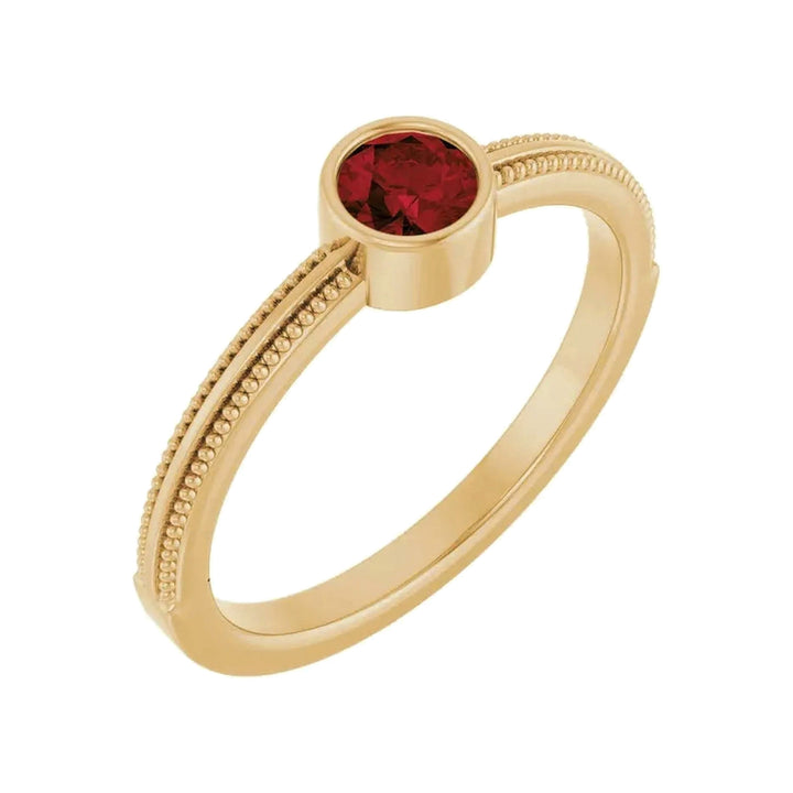 14K Gemstone Bezel-Set Solitaire Milgrain Ring – 14K Yellow Gold – Alternate View
