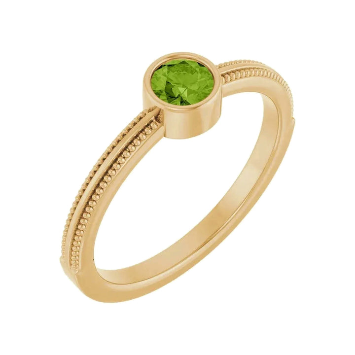 14K Gemstone Bezel-Set Solitaire Milgrain Ring – 14K Yellow Gold – Alternate View