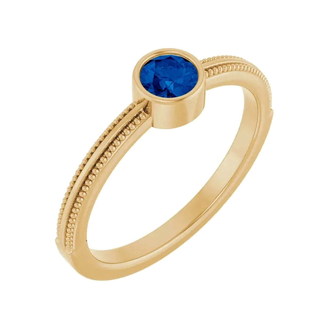 14K Gemstone Bezel-Set Solitaire Milgrain Ring – 14K Yellow Gold – Alternate View
