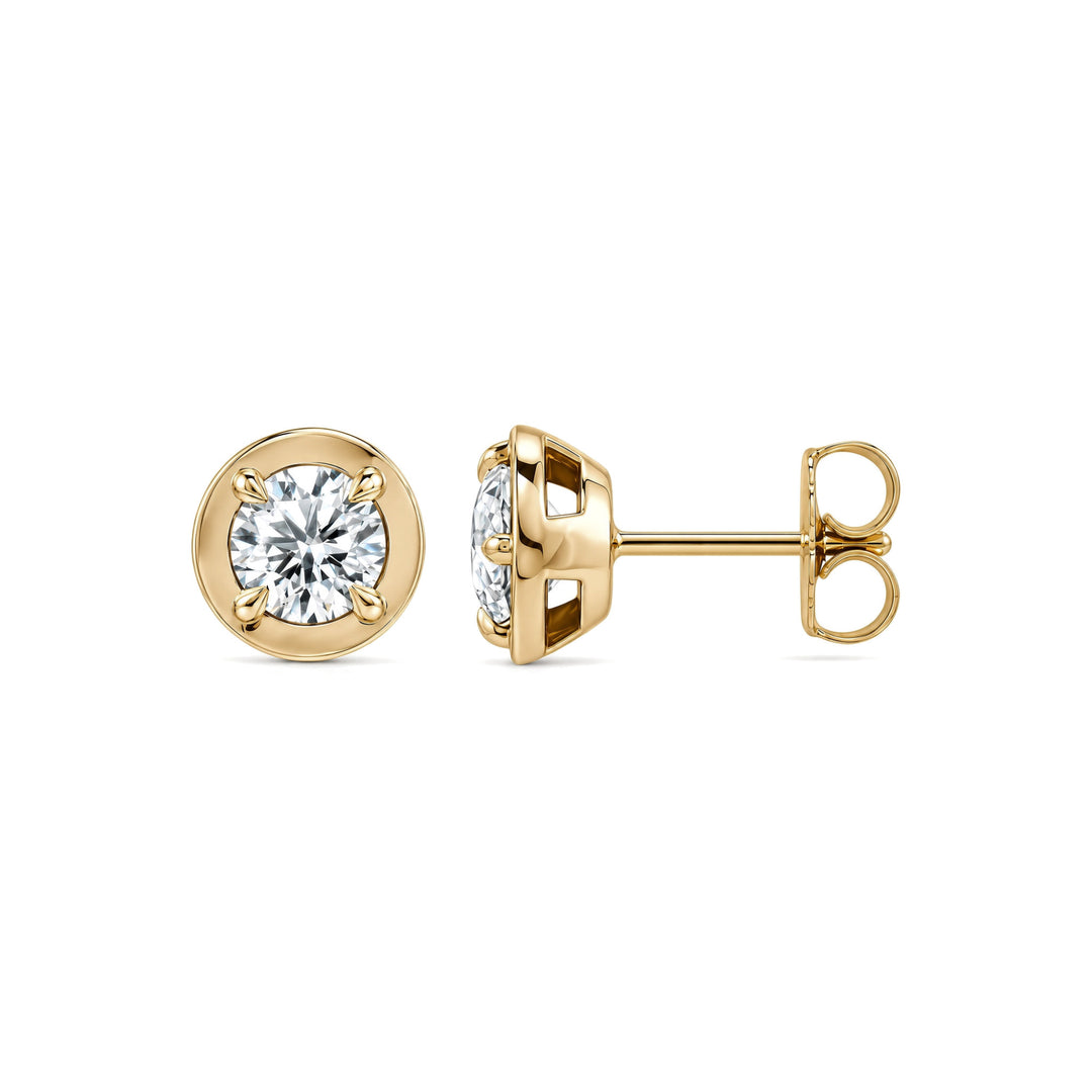 14K Diamond Bezel Stud Earrings