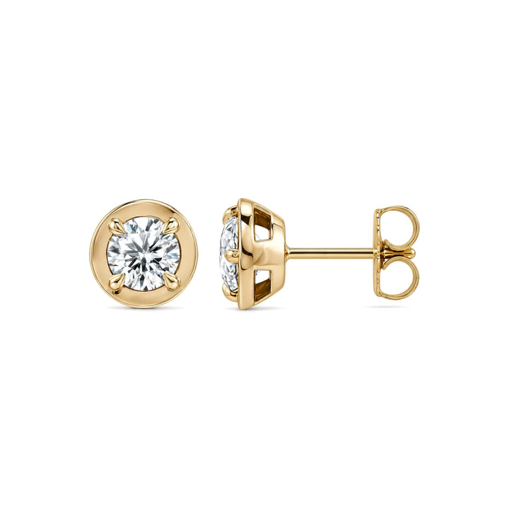 14K Diamond Bezel Stud Earrings