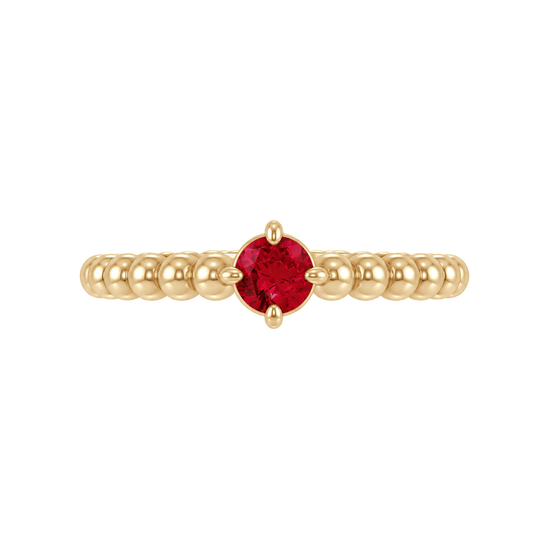 14K Gemstone Graduated Bead Ring – 14K Yellow Gold – Front