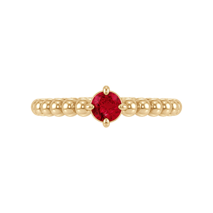 14K Gemstone Graduated Bead Ring – 14K Yellow Gold – Front