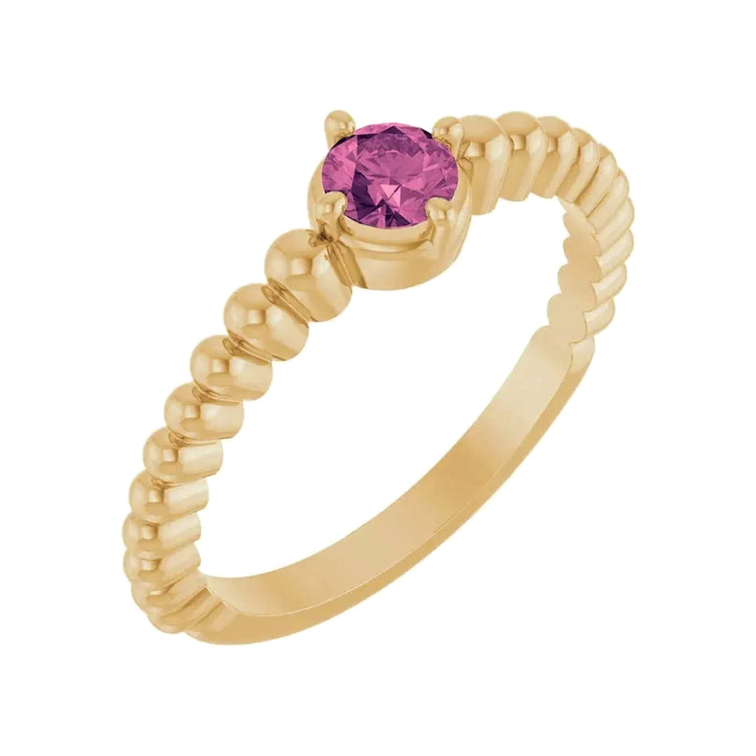 14K Gemstone Graduated Bead Ring – 14K Yellow Gold – Alternate View