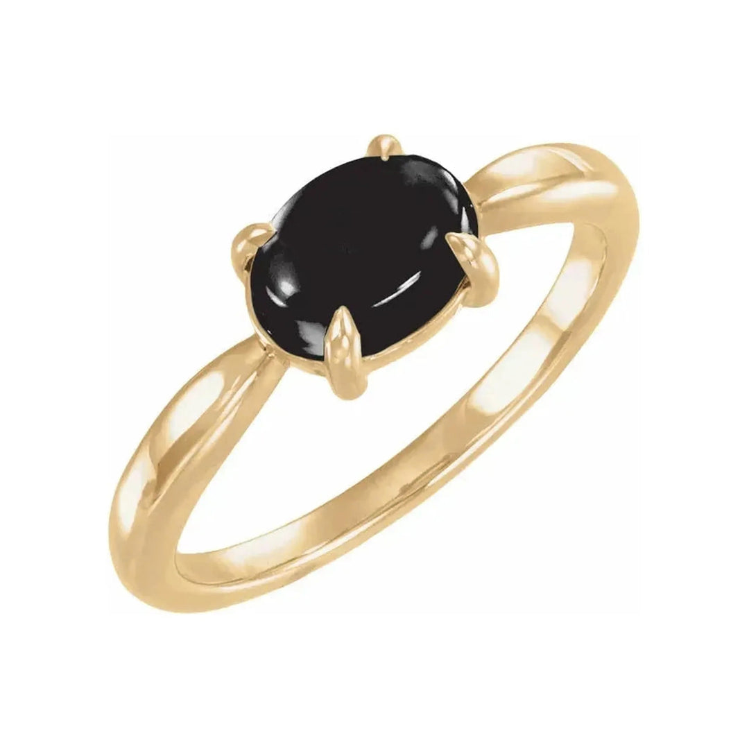 14K Gemstone Oval Cabochon Ring – 14K Yellow Gold – Alternate View