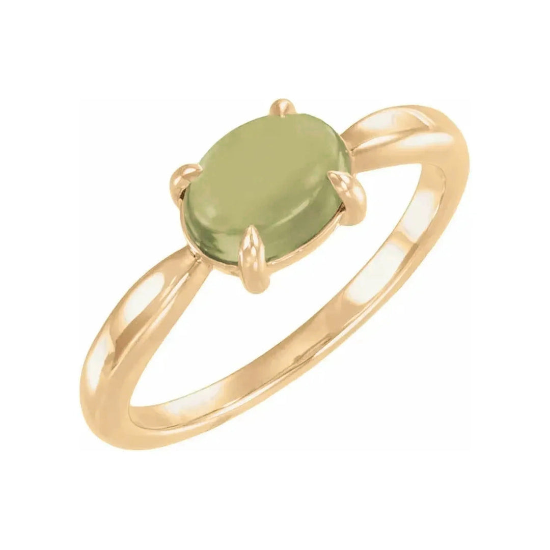 14K Gemstone Oval Cabochon Ring – 14K Yellow Gold – Alternate View