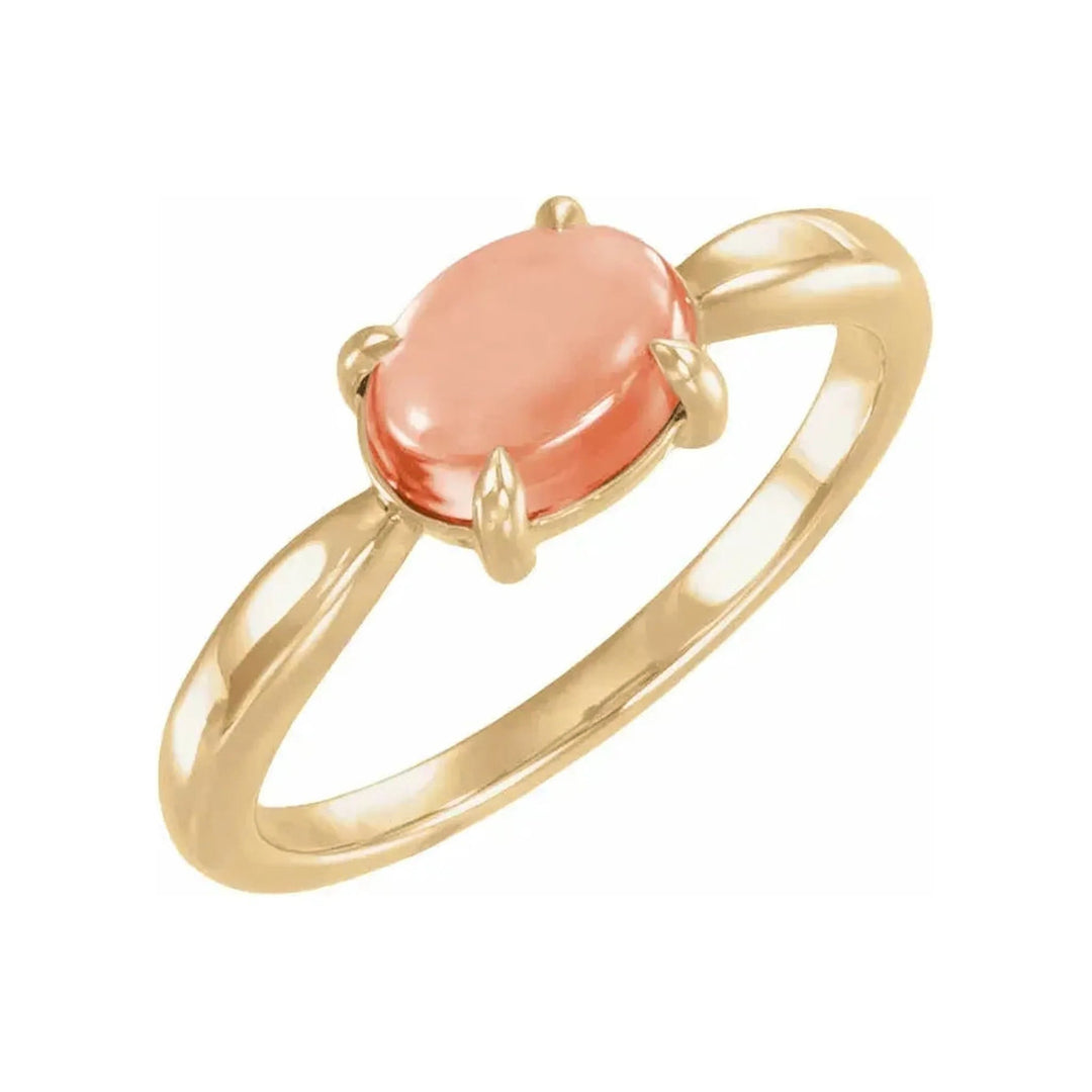 14K Gemstone Oval Cabochon Ring – 14K Yellow Gold – Alternate View