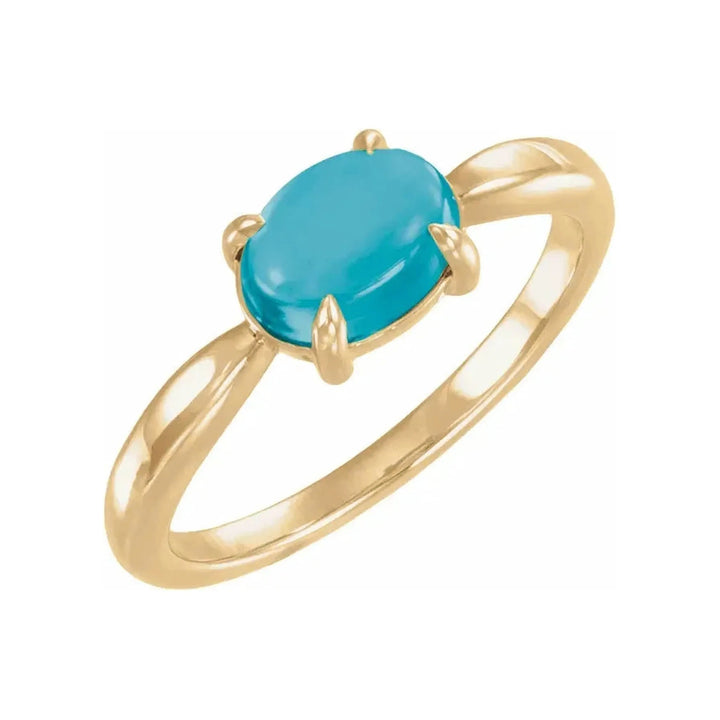14K Gemstone Oval Cabochon Ring – 14K Yellow Gold – Alternate View