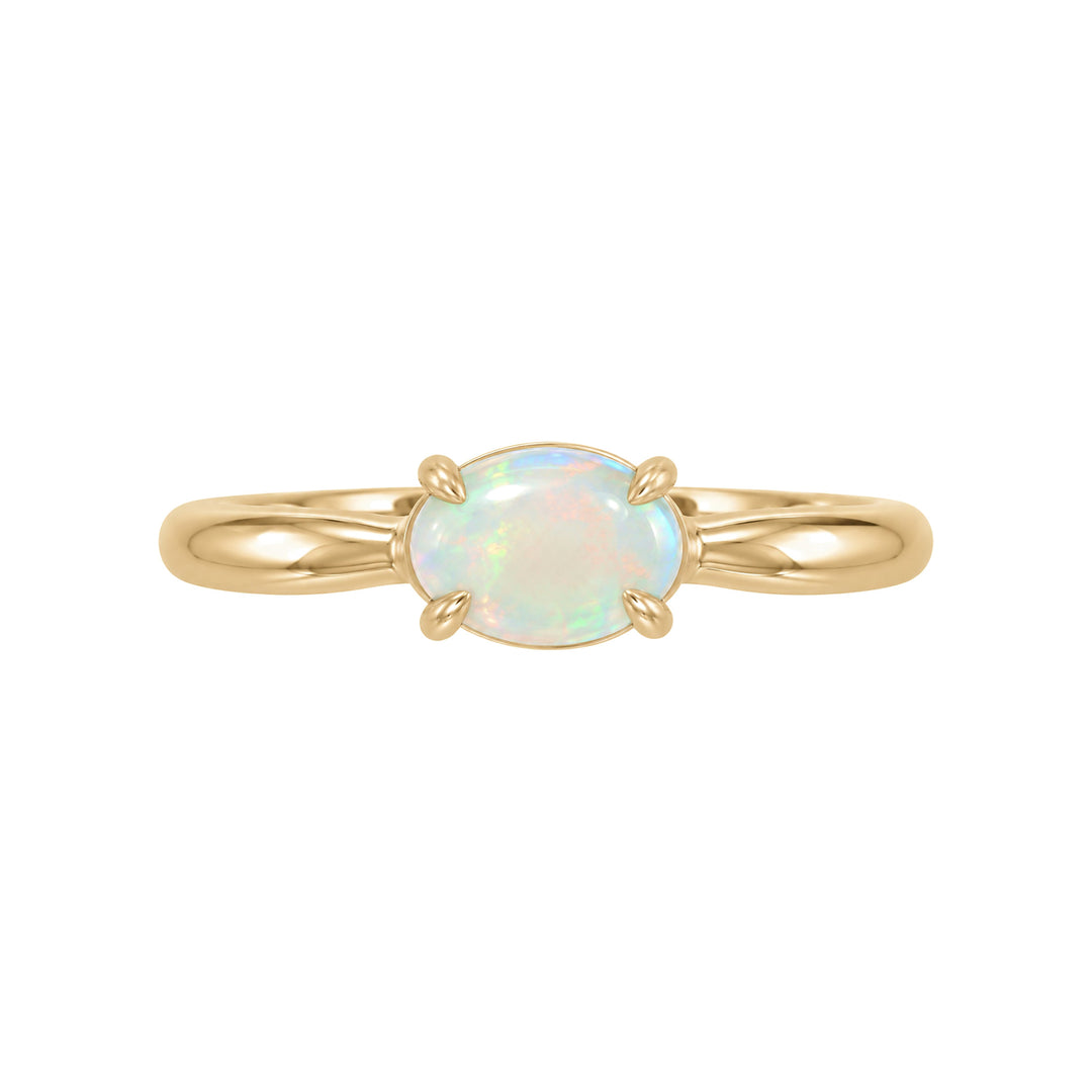 14K Gemstone Oval Cabochon Ring – 14K Yellow Gold – Front