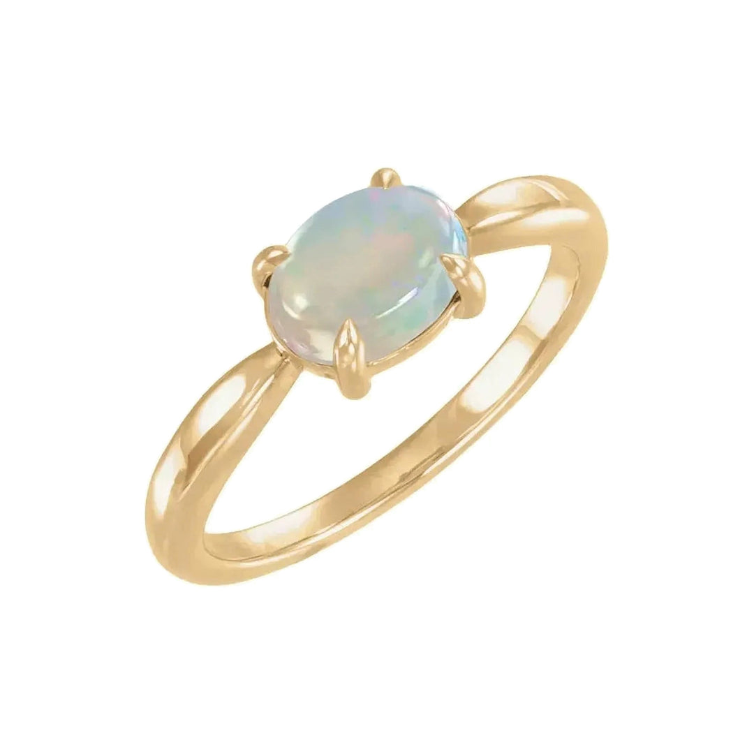 14K Gemstone Oval Cabochon Ring – 14K Yellow Gold – Alternate View