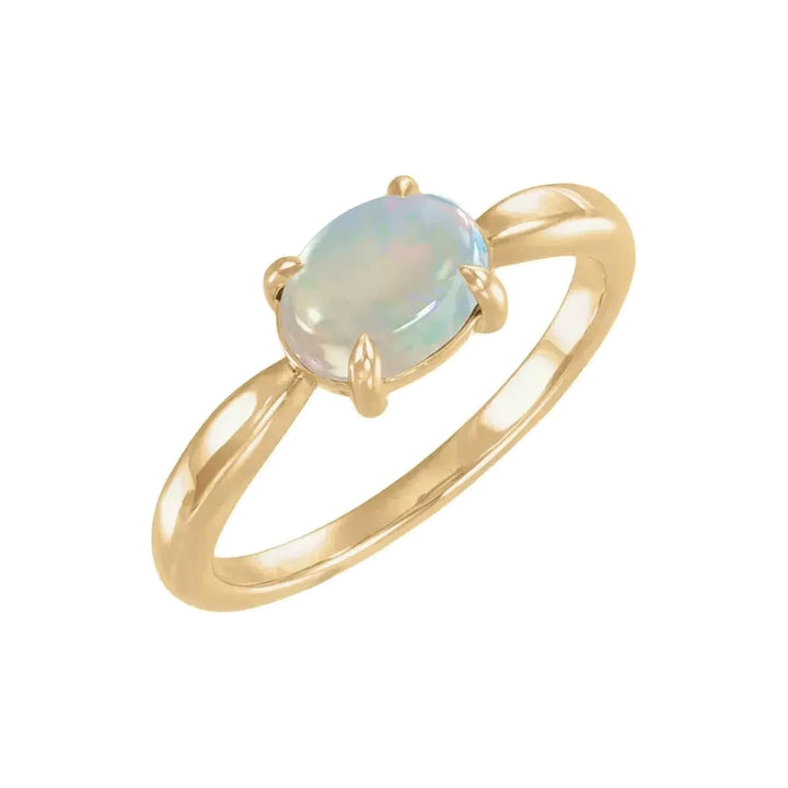 14K Gemstone Oval Cabochon Ring – 14K Yellow Gold – Alternate View