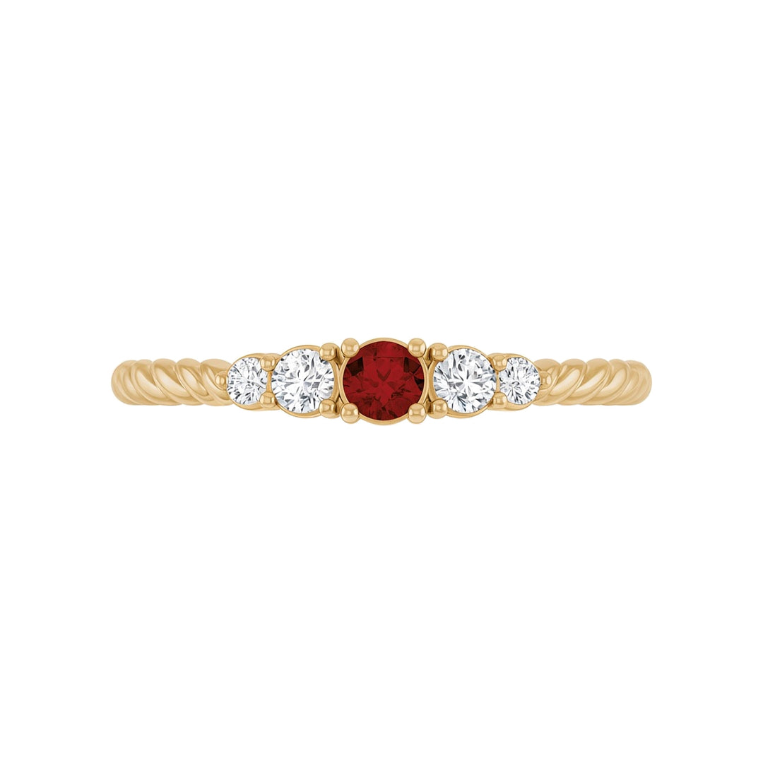 14K Gemstone &amp; Lab-Grown Diamond Stackable Ring – 14K Yellow Gold – Front View