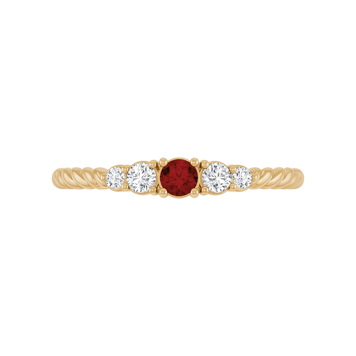 14K Gemstone &amp; Lab-Grown Diamond Stackable Ring – 14K Yellow Gold – Front View