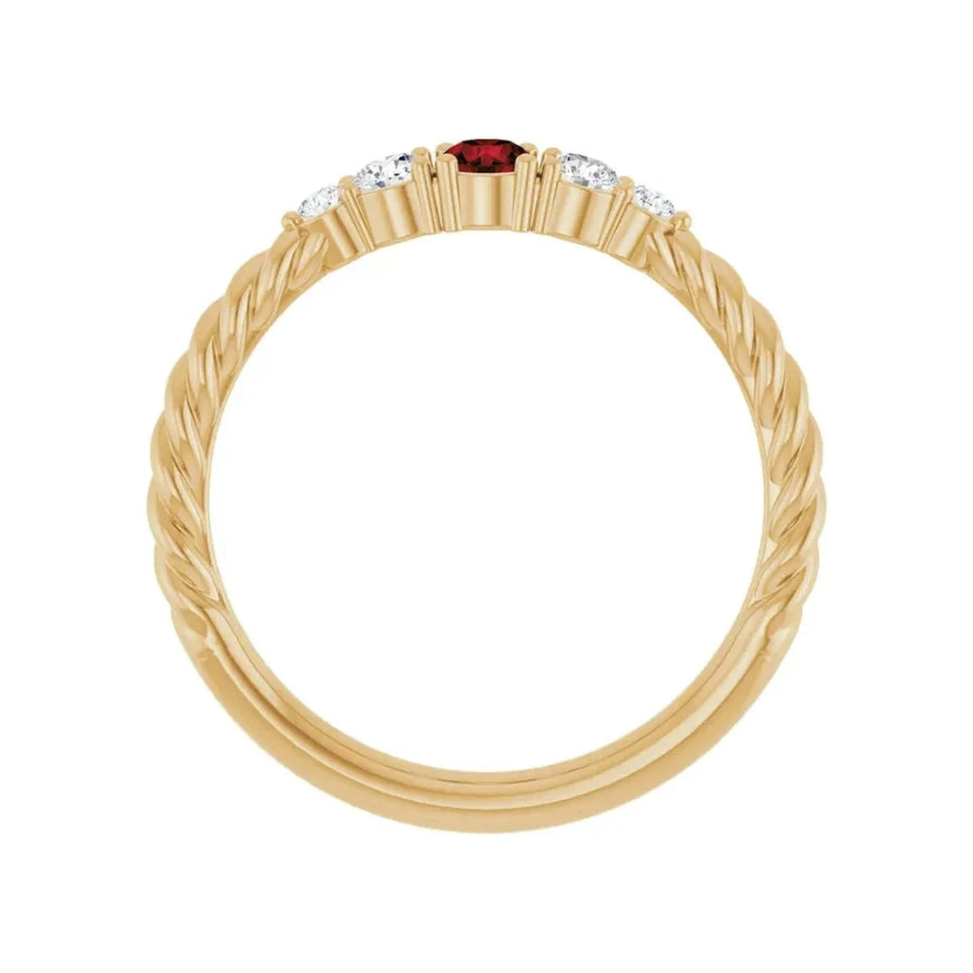 14K Gemstone &amp; Lab-Grown Diamond Stackable Ring – 14K Yellow Gold – Alternate View