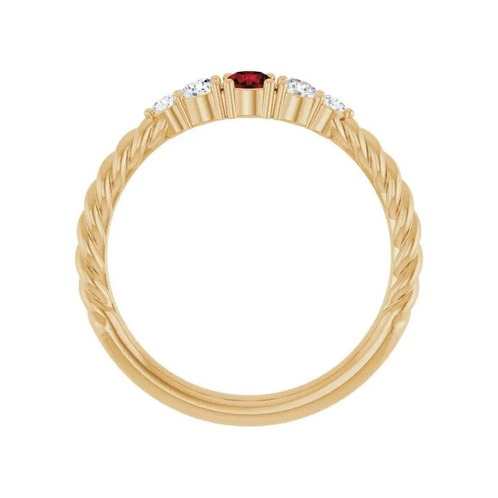 14K Gemstone &amp; Lab-Grown Diamond Stackable Ring – 14K Yellow Gold – Alternate View