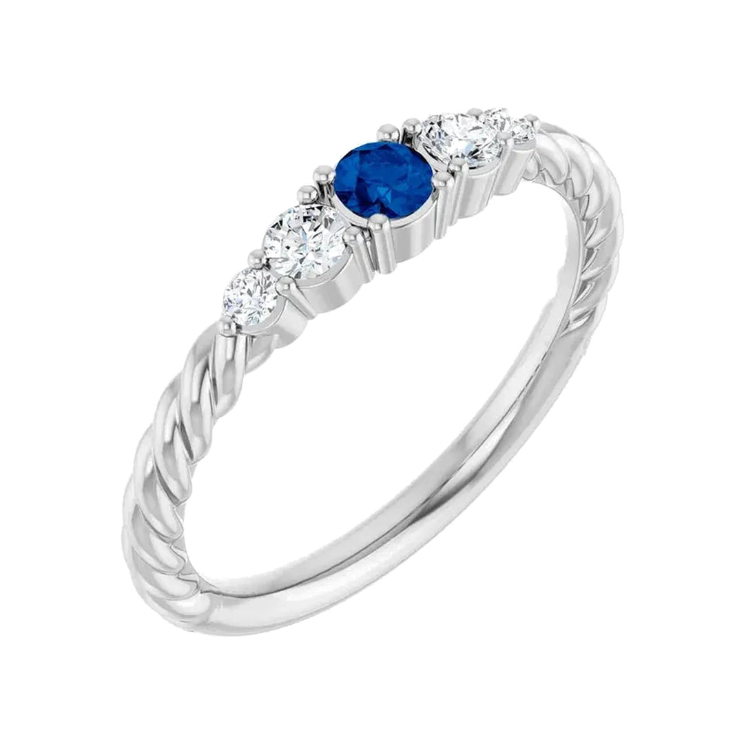 14K Gemstone &amp; Lab-Grown Diamond Stackable Ring