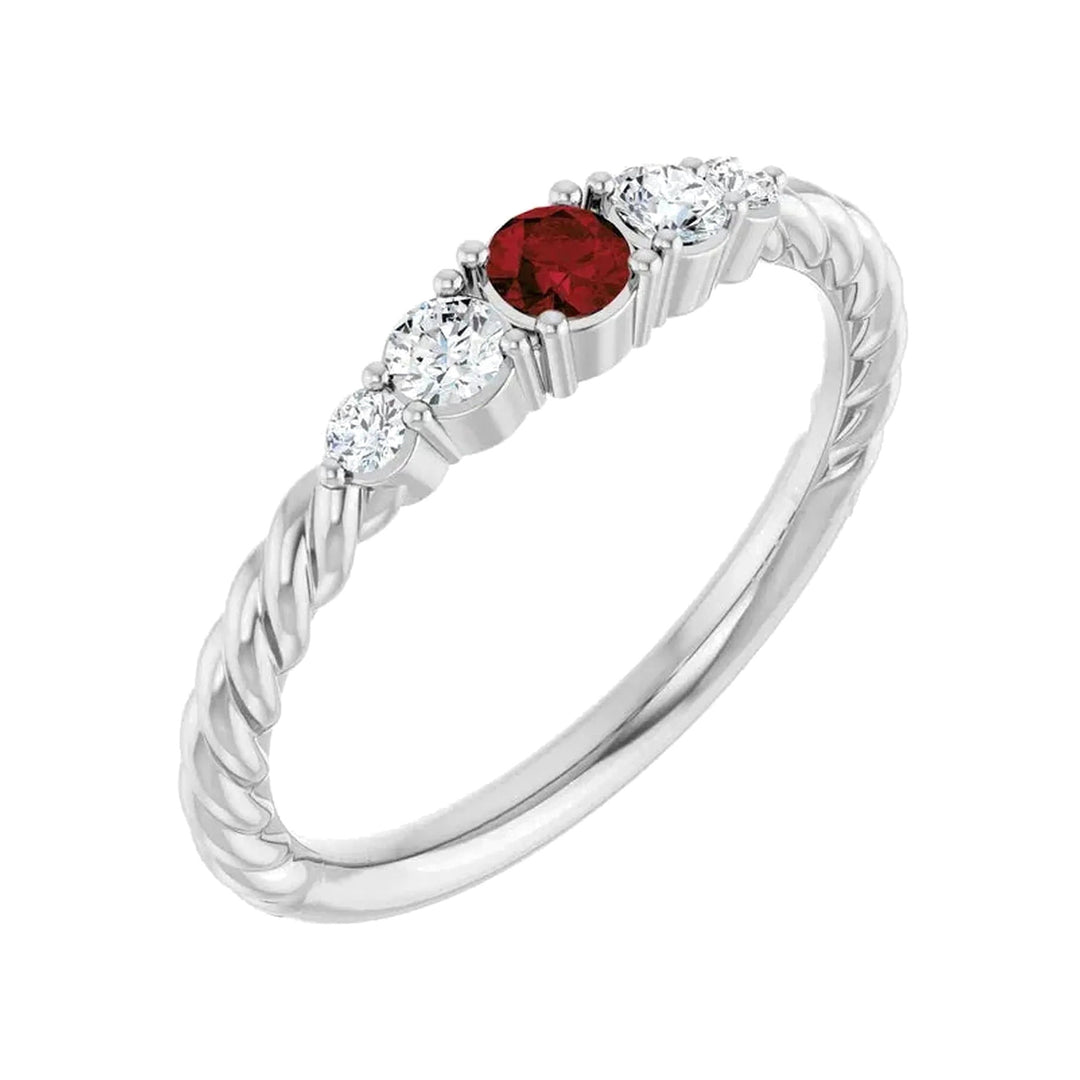 14K Gemstone &amp; Lab-Grown Diamond Stackable Ring