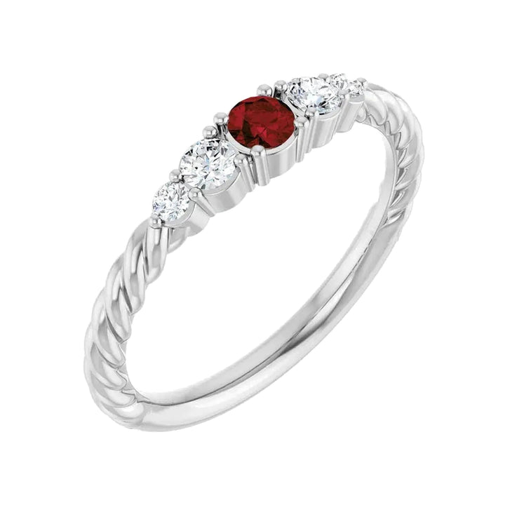 14K Gemstone &amp; Lab-Grown Diamond Stackable Ring