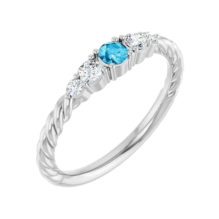 14K Gemstone &amp; Lab-Grown Diamond Stackable Ring
