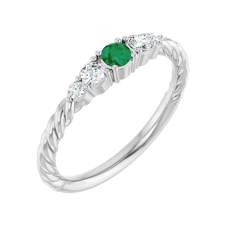 14K Gemstone &amp; Lab-Grown Diamond Stackable Ring