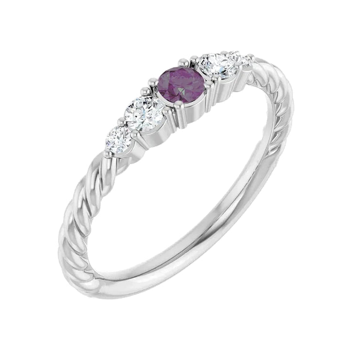 14K Gemstone &amp; Lab-Grown Diamond Stackable Ring